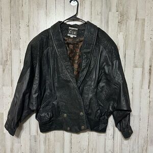 G-III Global Identity vintage black leather‎ jacket